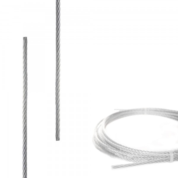 5mm Stahlseil PVC mit Ösen - Länge: 2m - Drahtseil mit PVC Ummantelung  (Draht 4mm - 6x7+FC) - 2 Schlaufen - Sicherungsseil